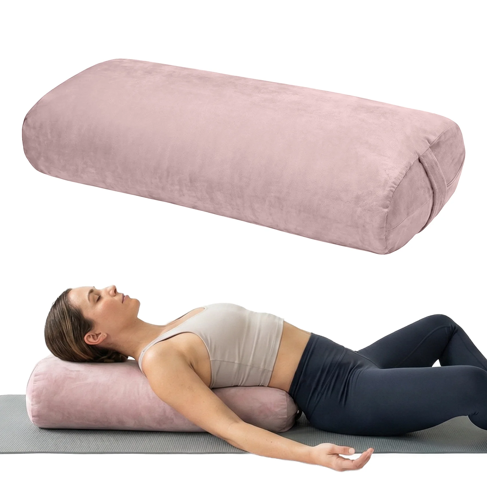 Round Yoga Bolster Pillow - Firm Support Cushion for Restorative Yoga - detail view