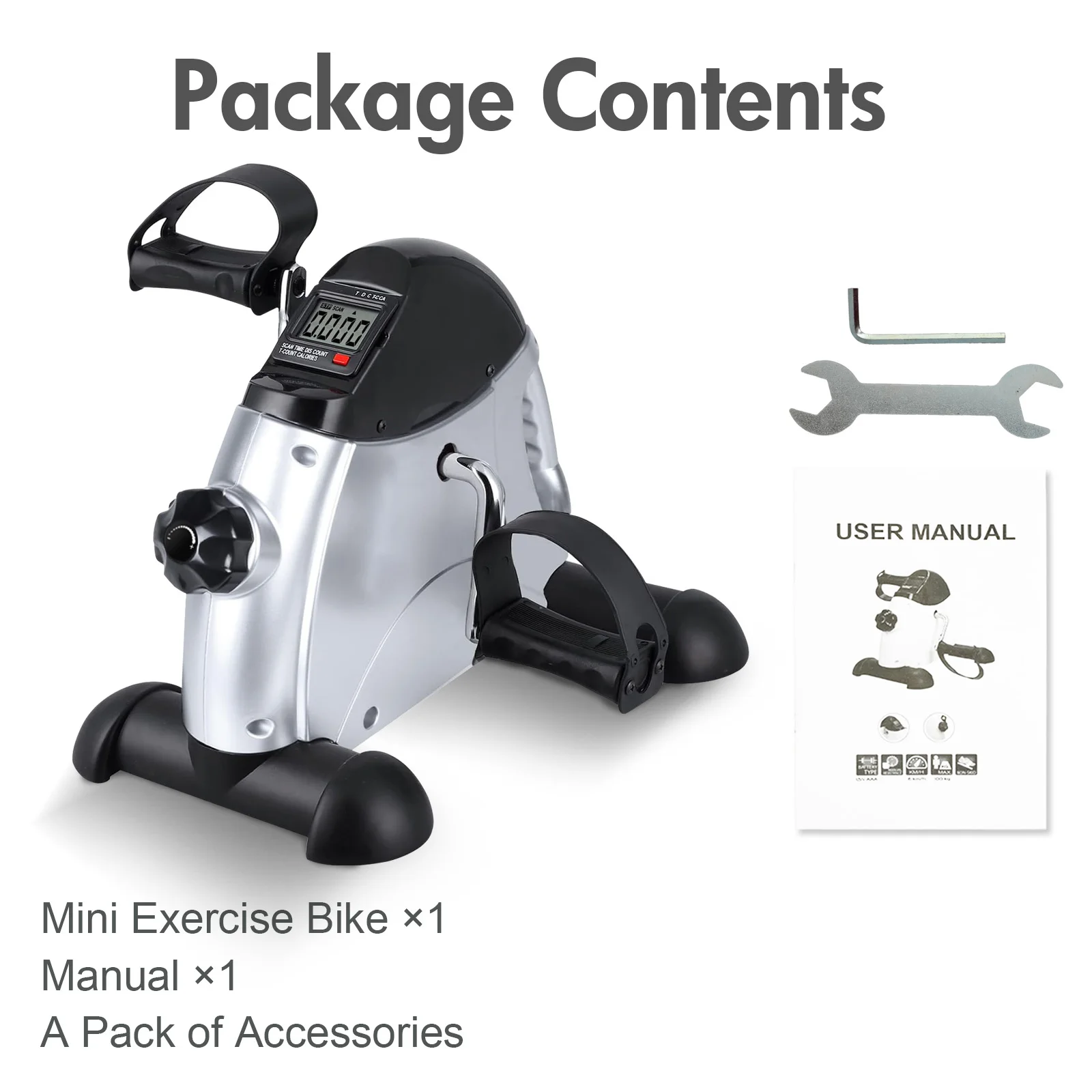 Under-Desk Pedal Exerciser – Motorised Mini Bike with LCD for Legs & Arms - detail view