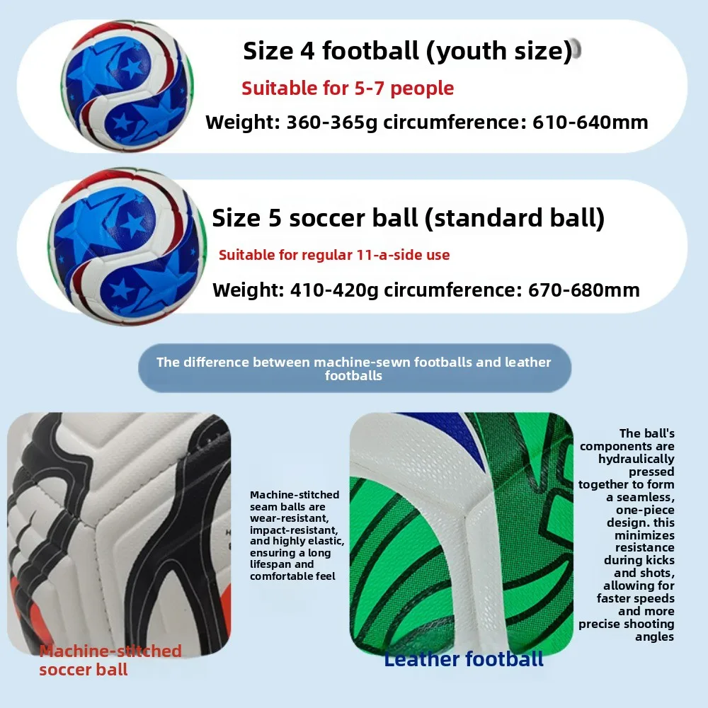 Size 5 Football - Seamless PU Match & Training Soccer Ball for Adults - close-up detail