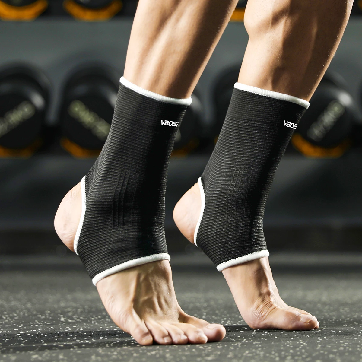 Elastic Ankle Support Sleeves – Breathable Compression Braces, 1 Pair - in use