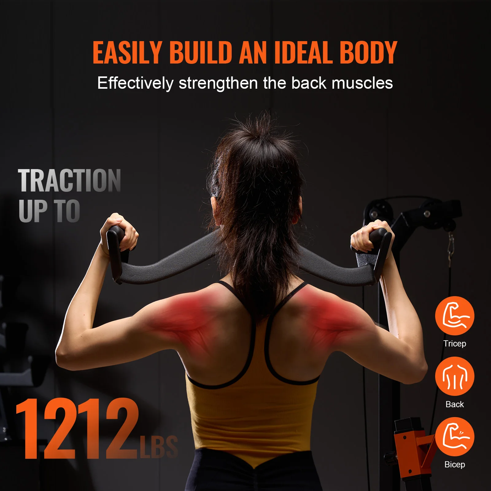 V-Bar Lat Pulldown Attachment – Close-Grip Cable Handle for Back, Rows & Triceps - color options