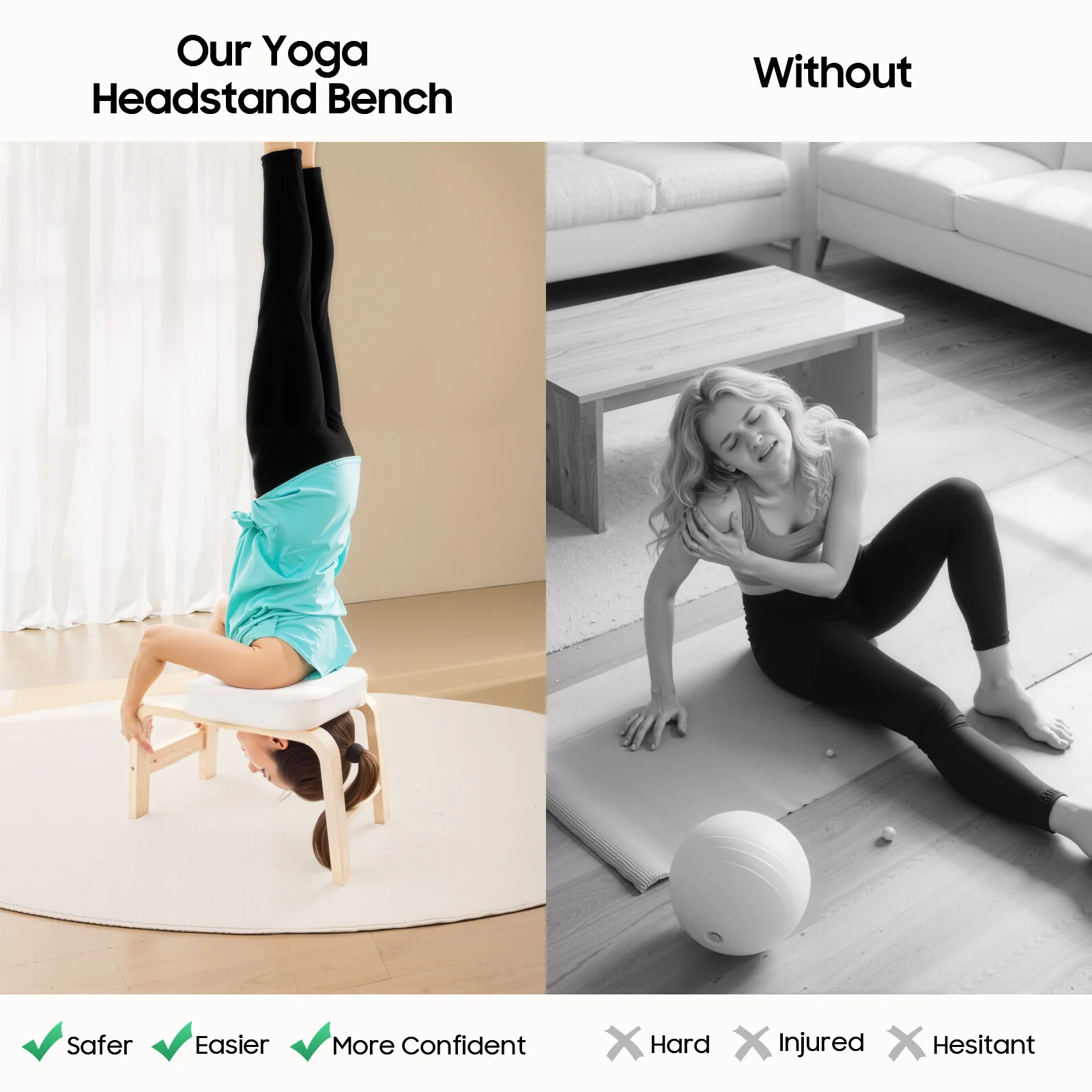 Yoga Headstand Assistant Inversion Bench Body Shaping Invert Stool Chair Coordination - size and dimensions