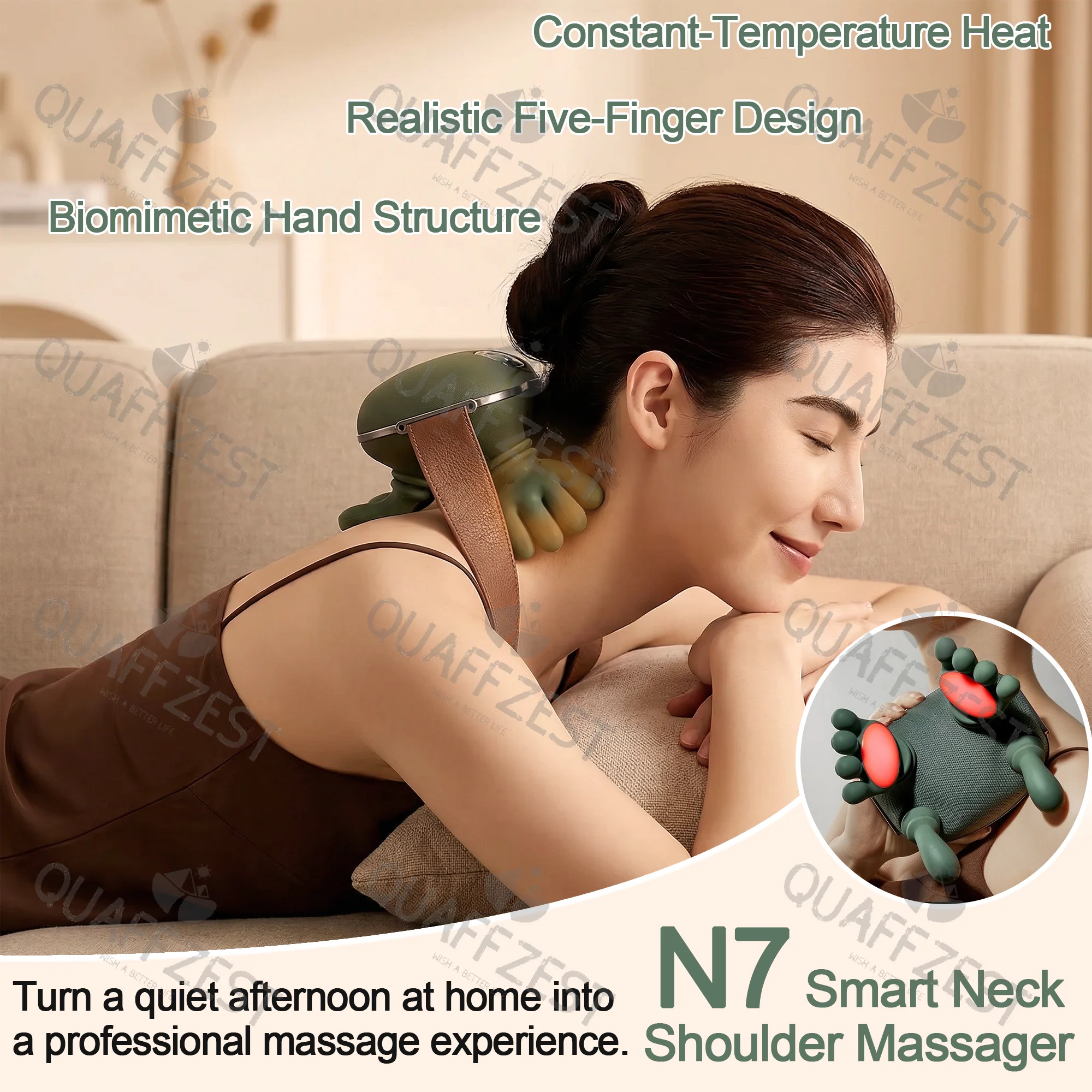Bionic Finger Neck & Shoulder Massage Shawl – Cordless Kneading Massager - close-up detail