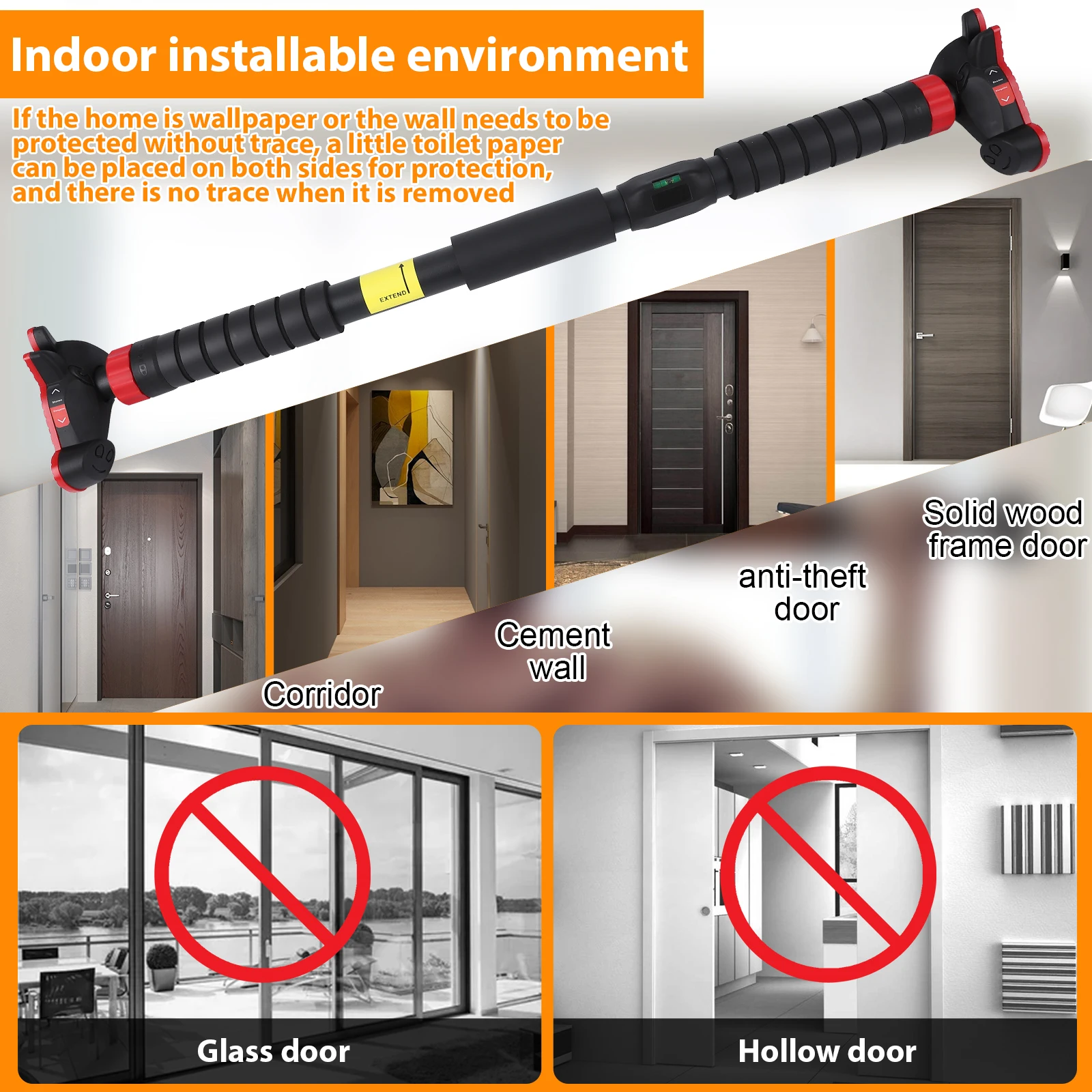 Doorway Pull-Up Bar - No-Screw Adjustable Chin-Up Bar for Home Gyms - close-up detail