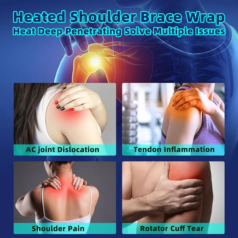 Heated Shoulder Brace – Graphene Heating & Vibration Massage Support - color options