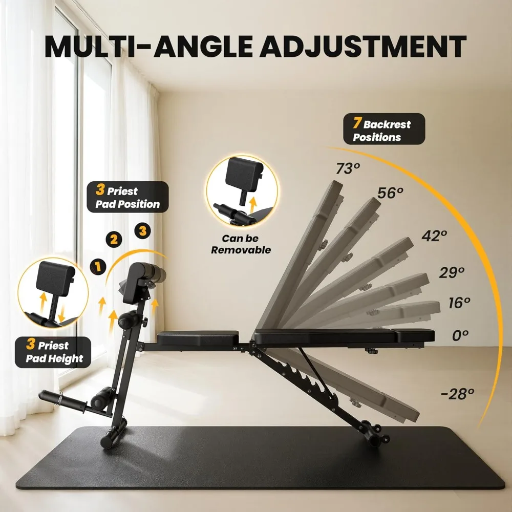 Adjustable Weight Bench – Foldable Incline Decline Flat with Leg Extension - in use