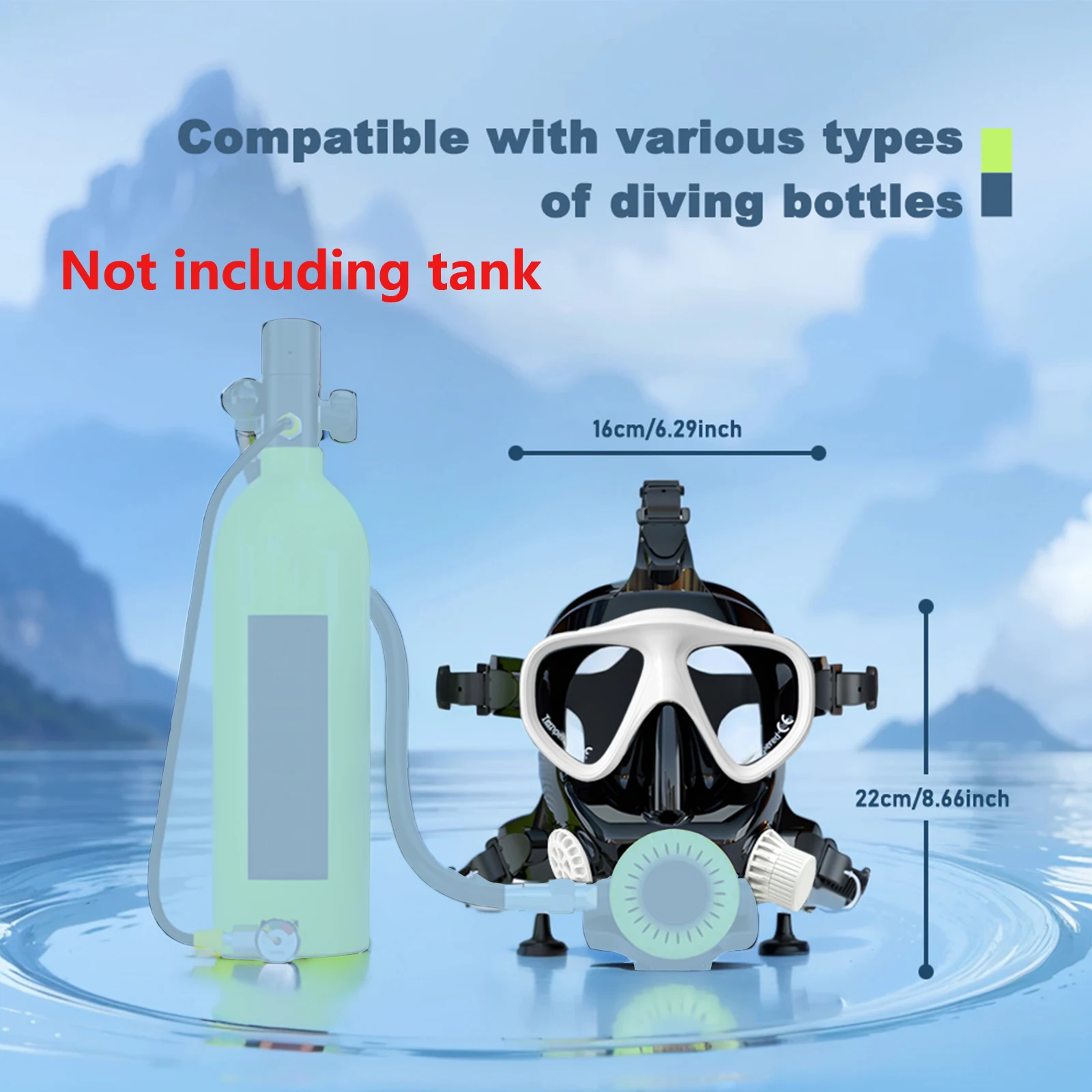 Full-Face Snorkel Mask – 180° Panoramic View, Silicone Seal, Dry-Top Snorkel - size and dimensions