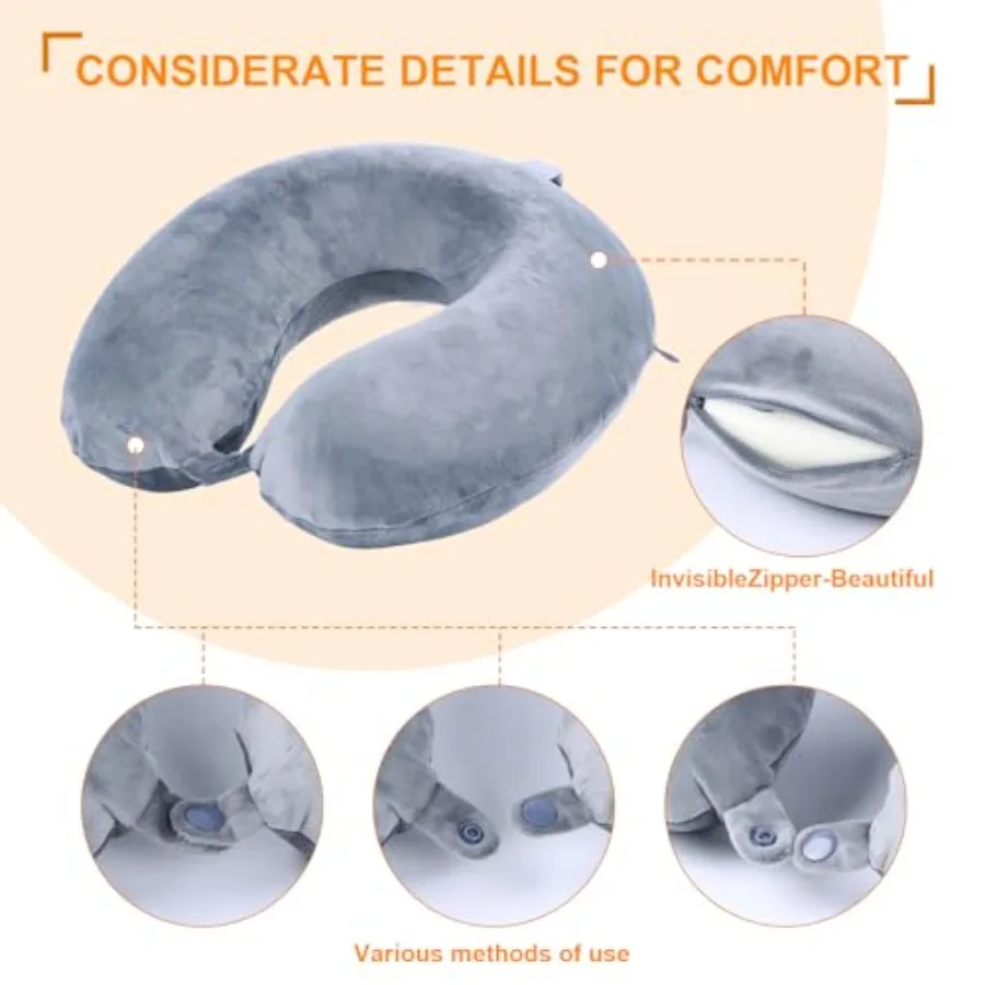Memory Foam Travel Neck Pillow – U-Shaped Support for Flights & Car - size and dimensions