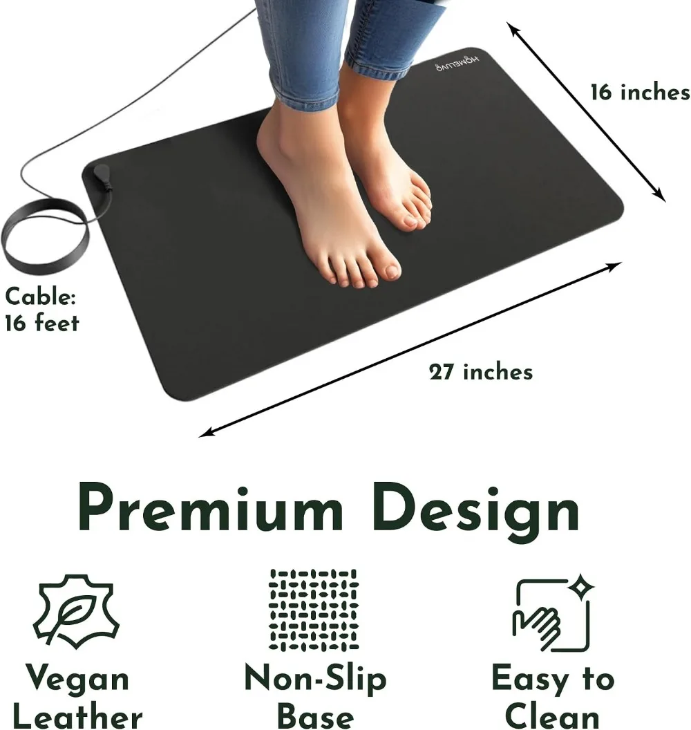 Grounding Mat 16" x 27" – Conductive Earthing Pad for Desk, Bed, Yoga & Feet - color options
