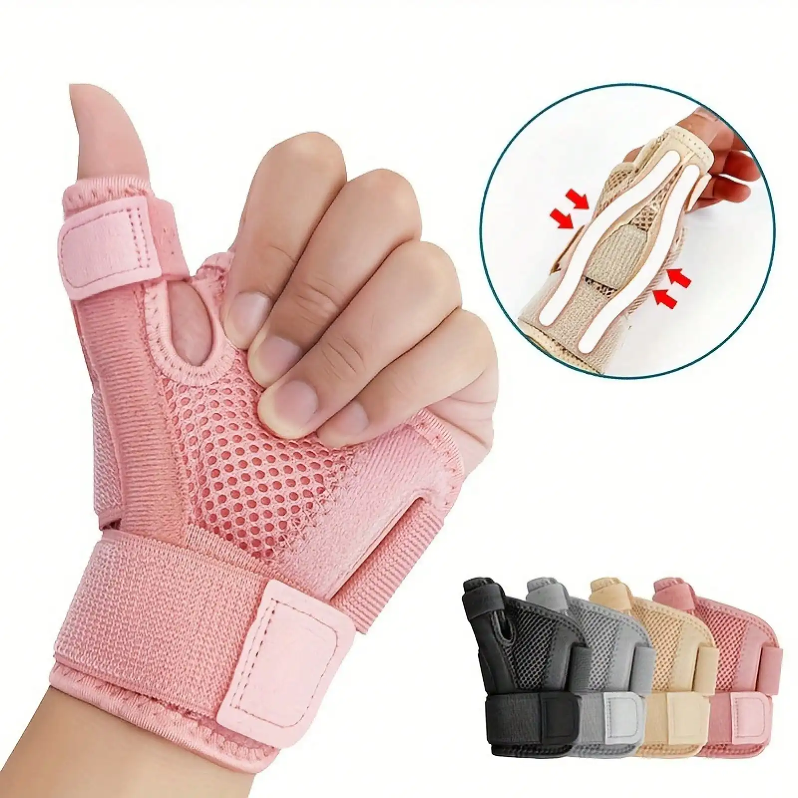 Adjustable Thumb & Wrist Support Brace – Breathable De Quervain's Splint - size and dimensions