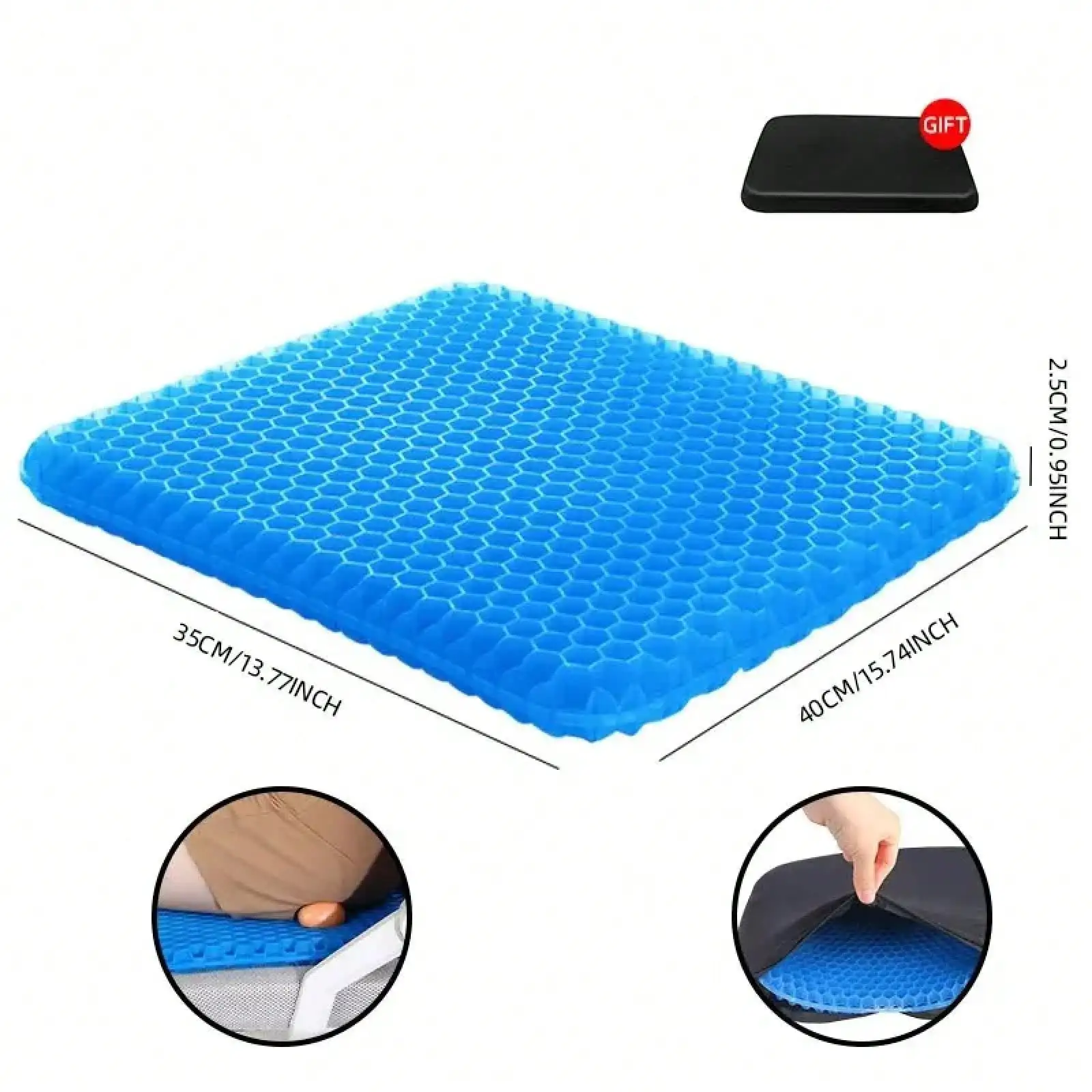 Gel Seat Cushion – Honeycomb Breathable Tailbone & Pressure Relief Pad - in use