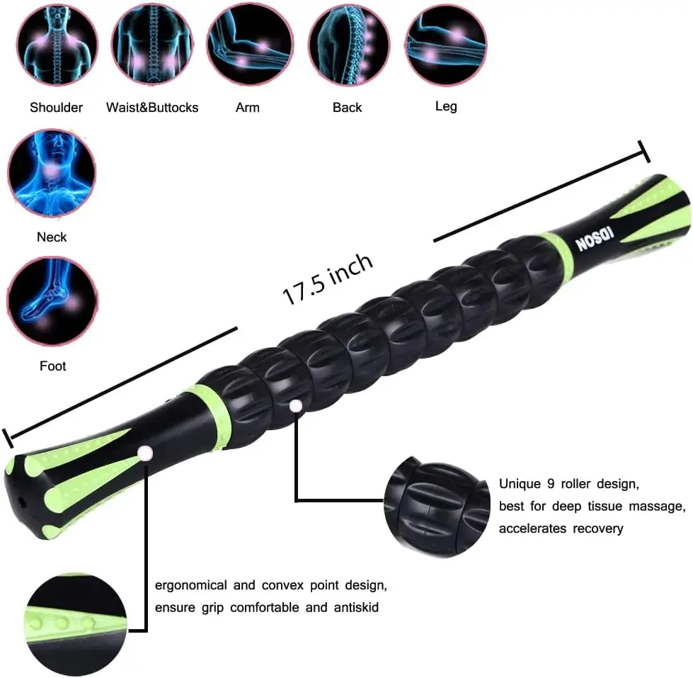 Muscle Roller Stick for Athletes – Handheld Body Massage Roller - close-up detail