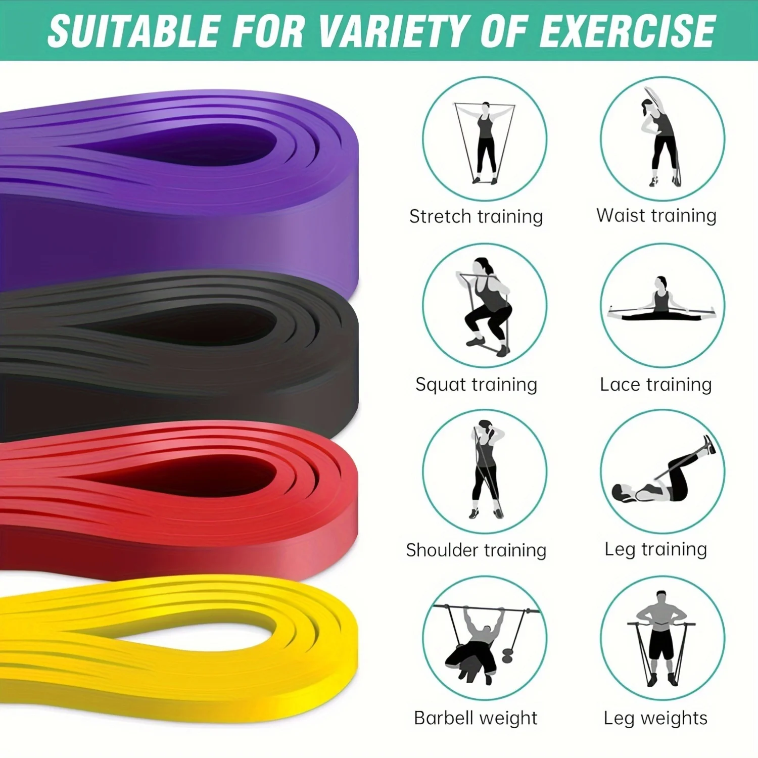 Stackable TPE Resistance Band – Heavy Tension Latex-Free Band - size and dimensions
