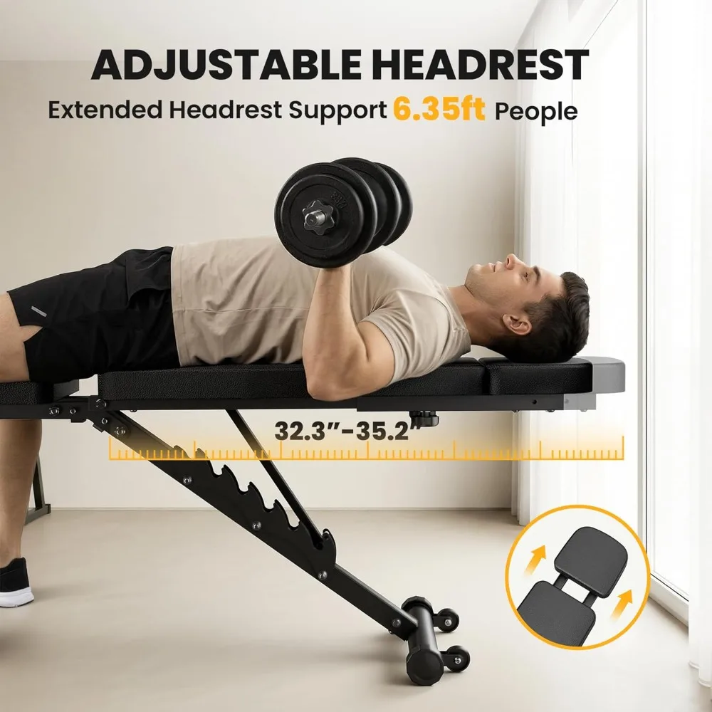Adjustable Weight Bench – Foldable Incline Decline Flat with Leg Extension - close-up detail