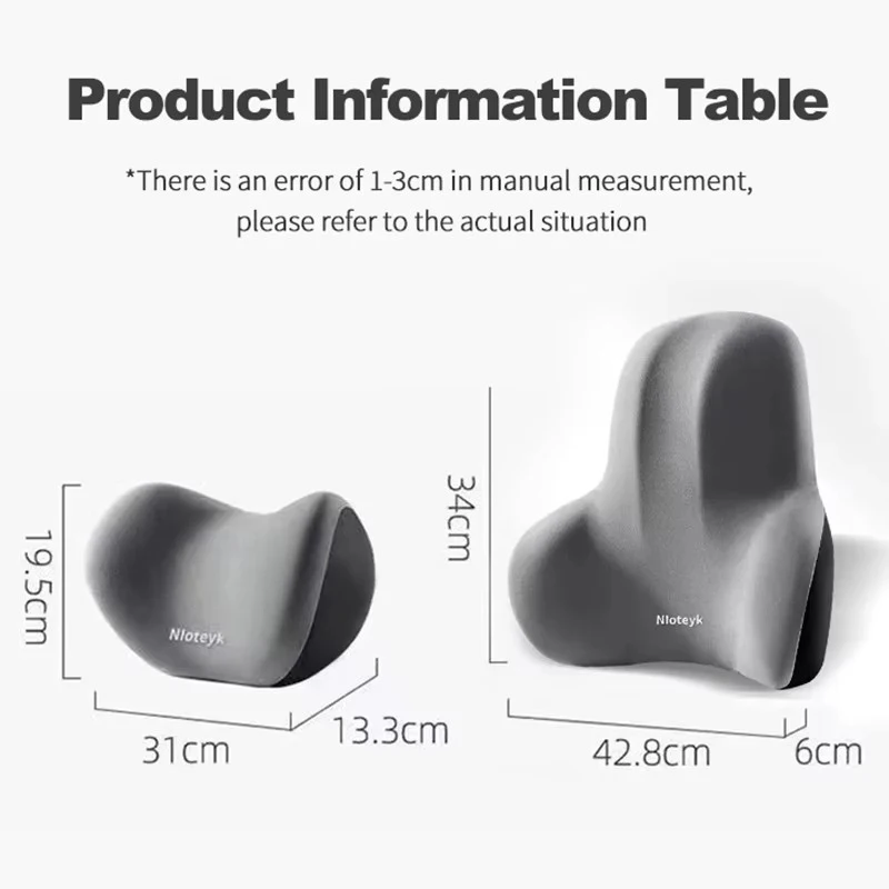 Memory Foam Car Neck Pillow & Lumbar Support – Driving Posture Cushion - size and dimensions