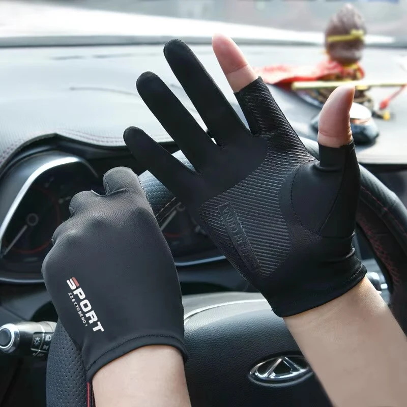 Ice Silk Halffinger Cycling Gloves for Men Women Outdoor Sports Fitness - close-up detail