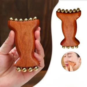 Copper & Wood Face Massager – Lymphatic Facial Roller Tool