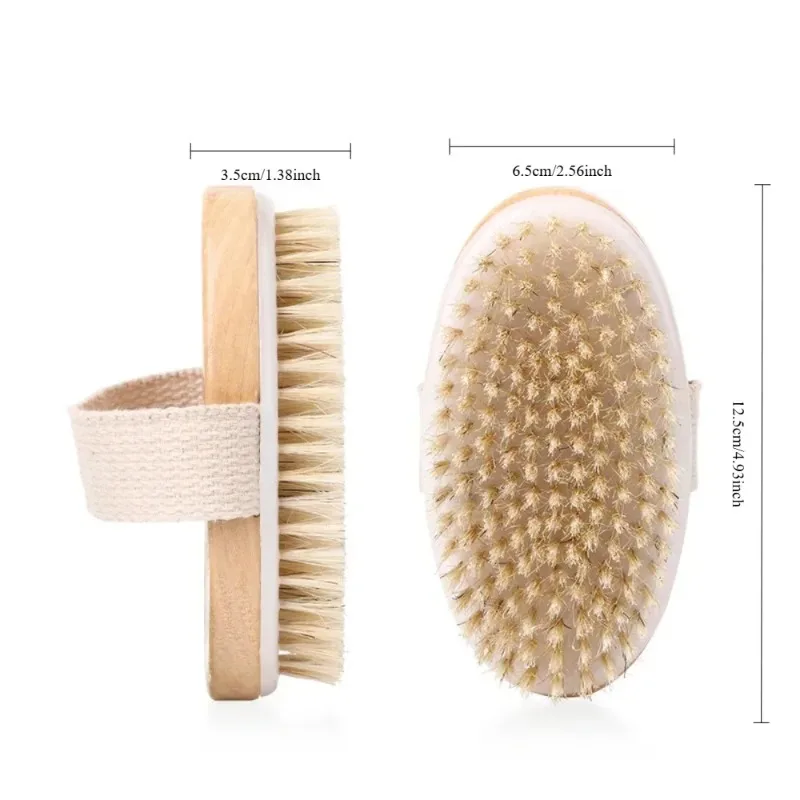 Natural Bristle Dry Body Brush – Wooden Exfoliating Massage Brush - color options