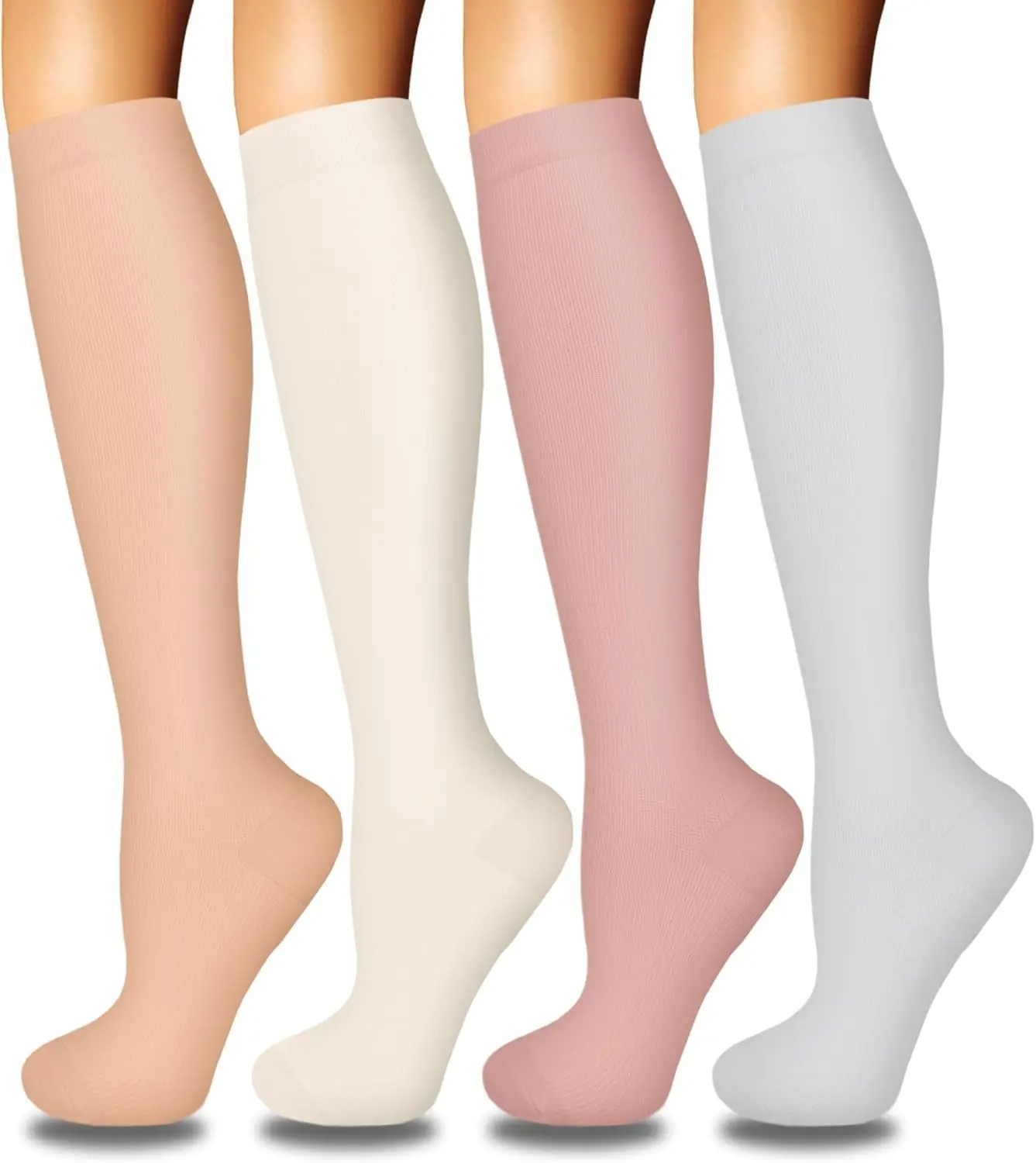 Women's Compression Socks, 4 Pairs – Graduated Support for Nursing & Running - packaging