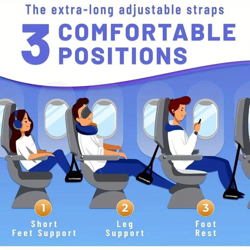 Adjustable Foot Hammock – Under-Desk Footrest for Office, Travel & Flights - size and dimensions