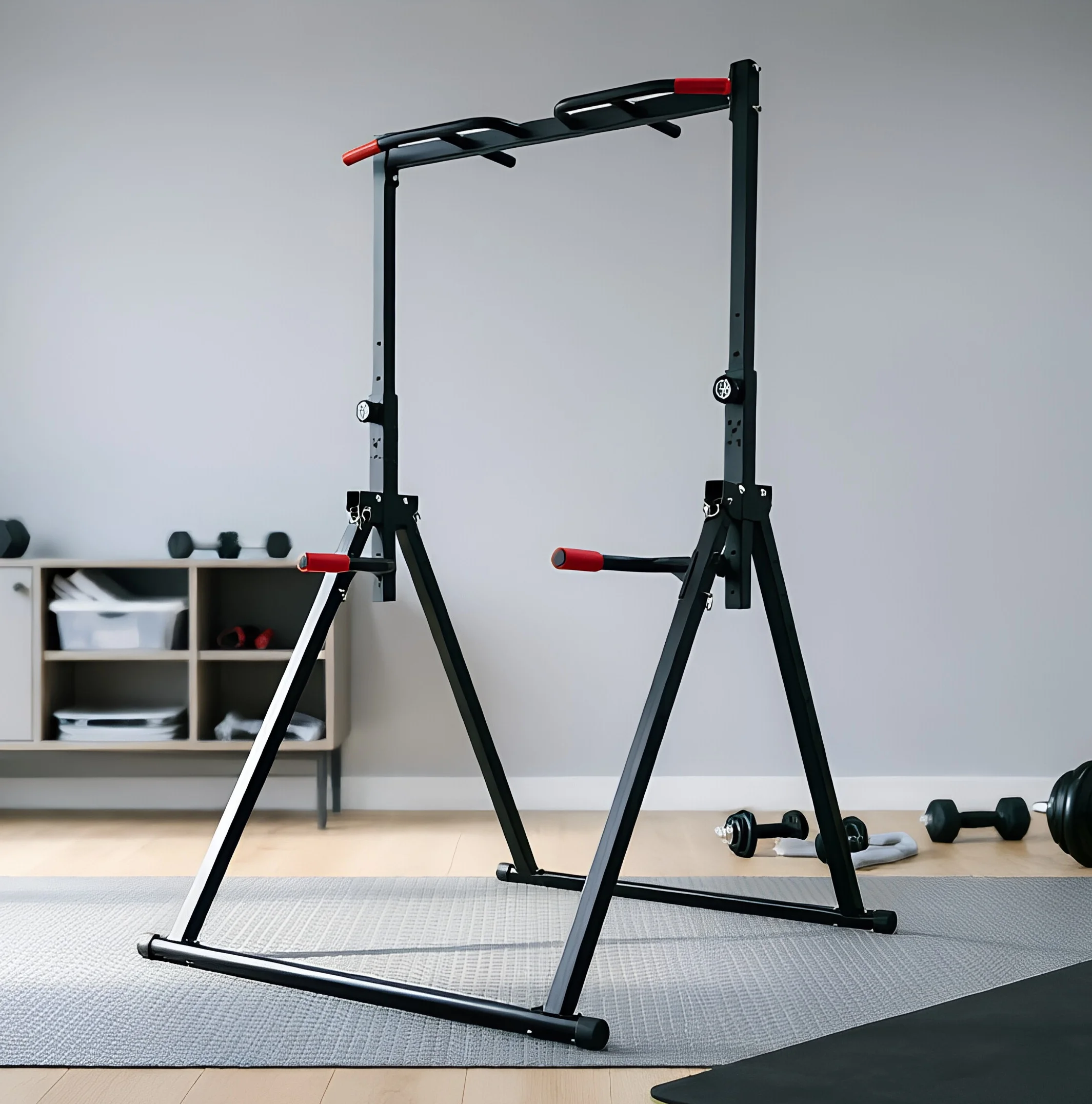 Adjustable Pull-Up Bar Station – Foldable 200kg Frame with Parallel Bars