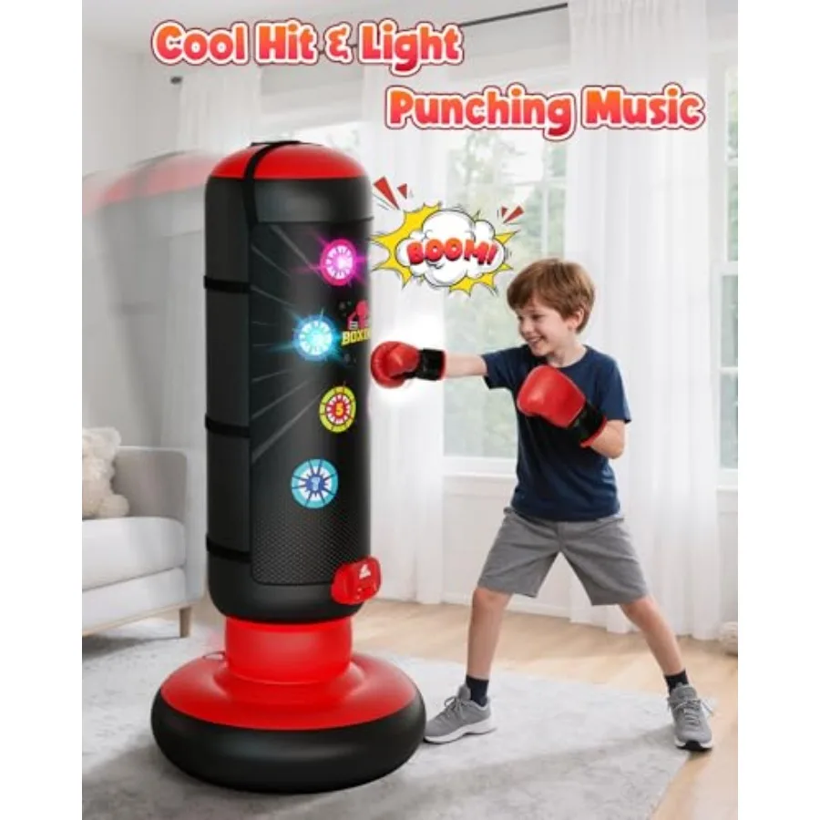 Inflatable Boxing Reflex Trainer – Scoring, Lights & 4 Game Modes with Gloves - close-up detail