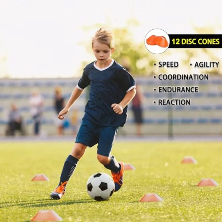 Agility Ladder Set – 20ft Ladder, 4 Hurdles, 12 Cones, Jump Rope & Running Parachute - color options