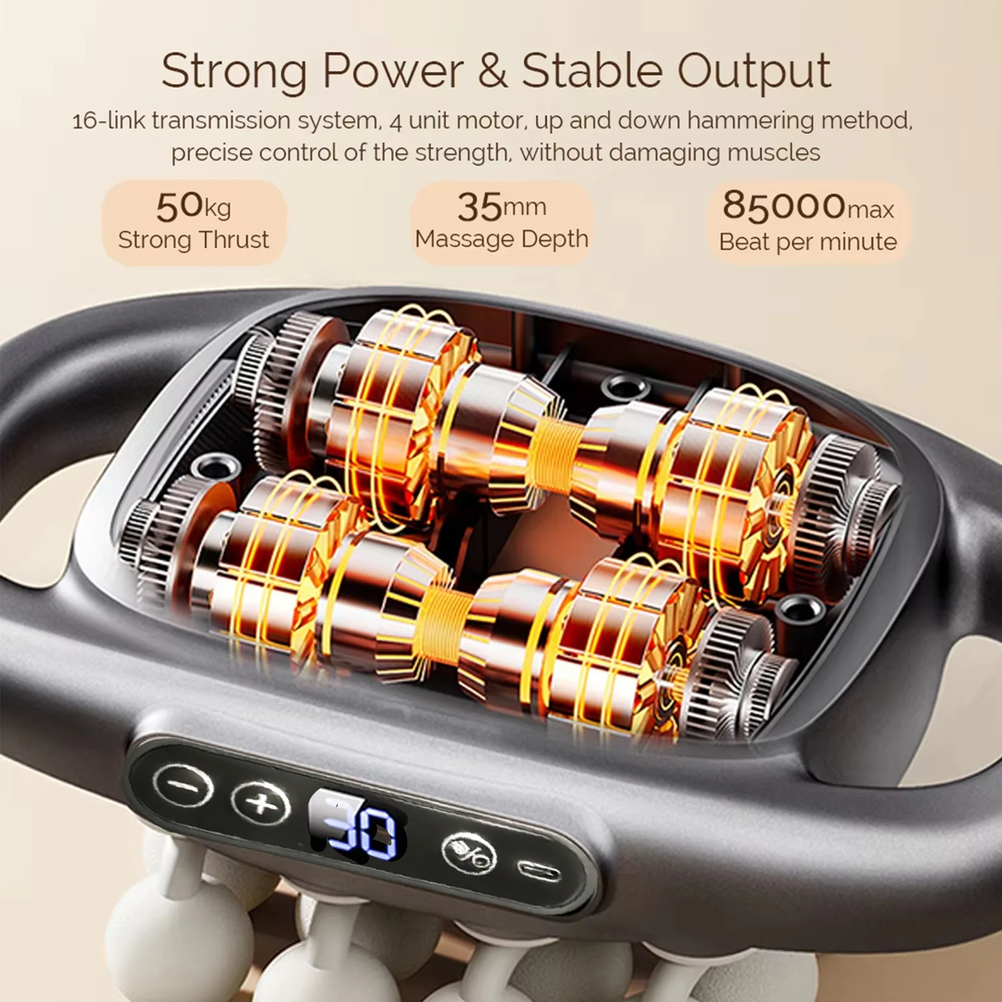 16-Head Electric Kneading Body Massager – Back, Shoulders, Legs & Feet - size and dimensions