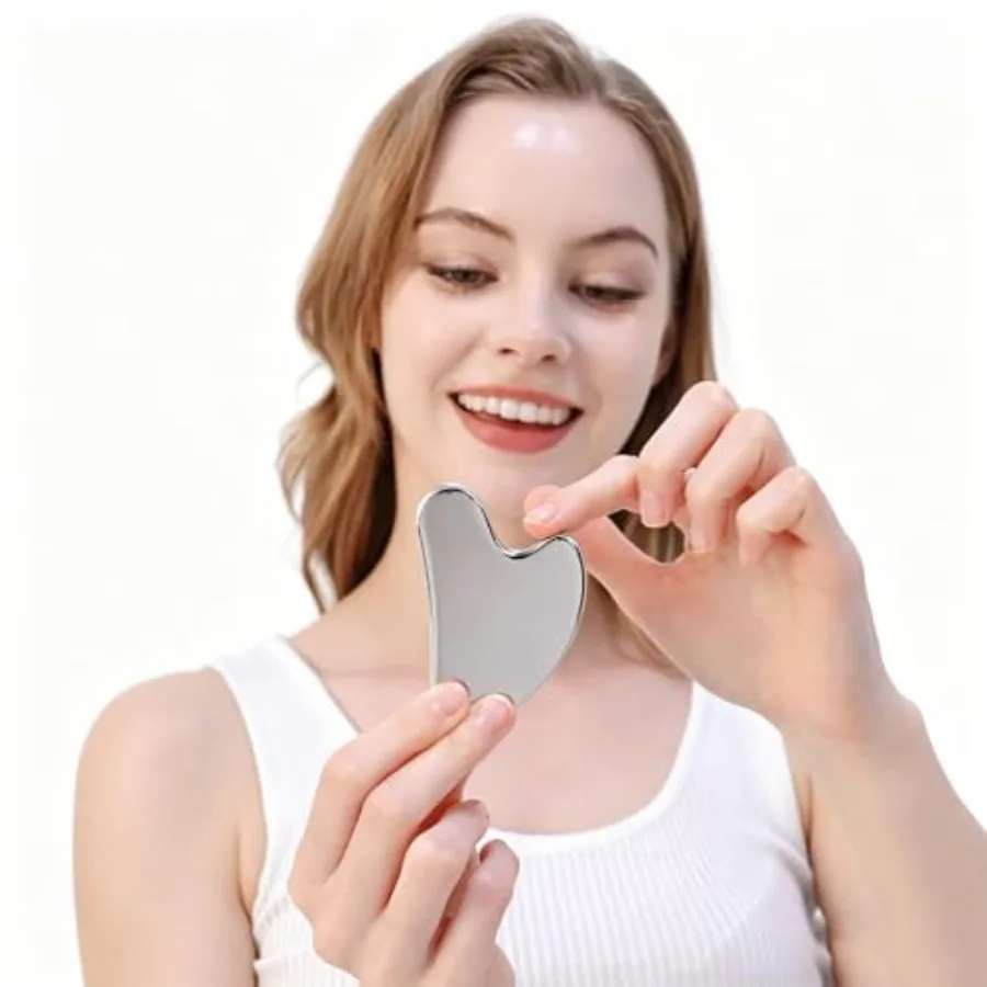 Stainless Steel Gua Sha Tool – Contoured Scraper for Face, Body & Muscles - close-up detail