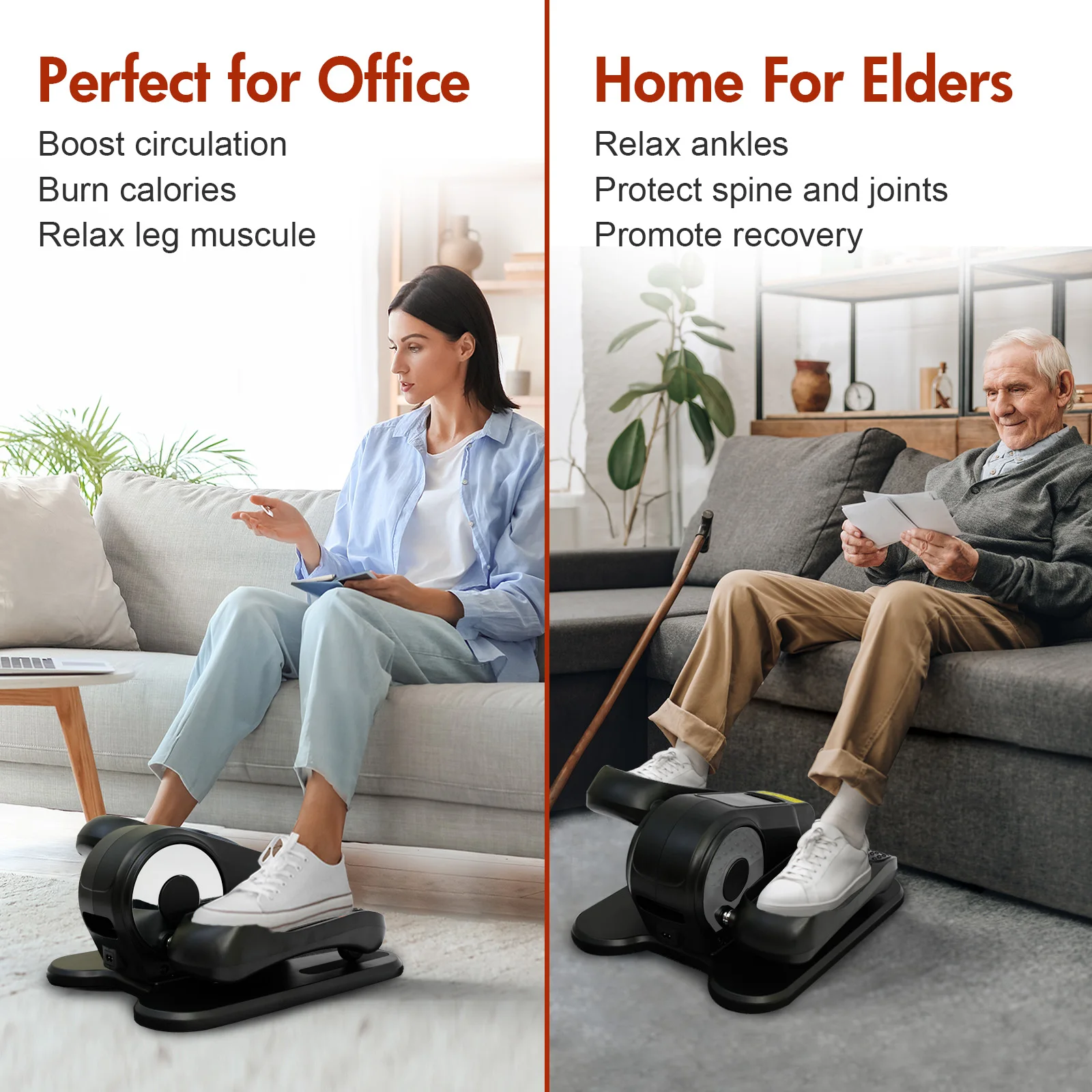 Under Desk Elliptical – Quiet Motorised Seated Pedal Exerciser with LCD - color options