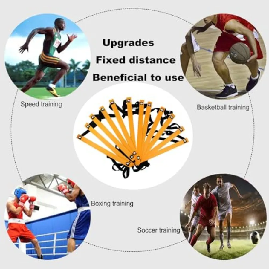 Agility Ladder Set – 20ft Ladder, 4 Hurdles, 12 Cones, Jump Rope & Running Parachute - size and dimensions