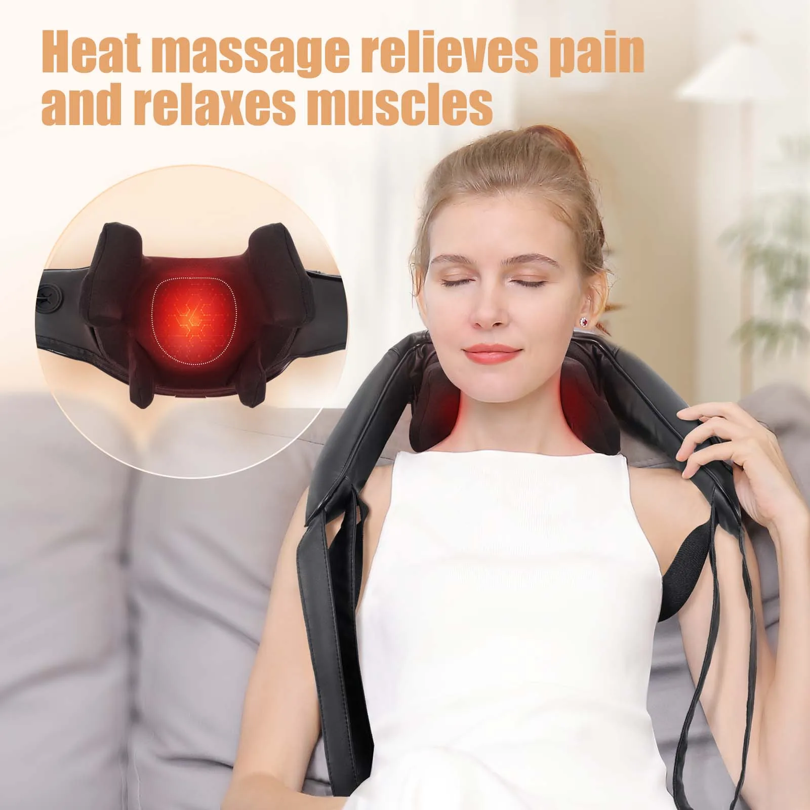 Shiatsu Neck & Shoulder Massager with Heat – Cordless 3D Kneading Pillow - size and dimensions