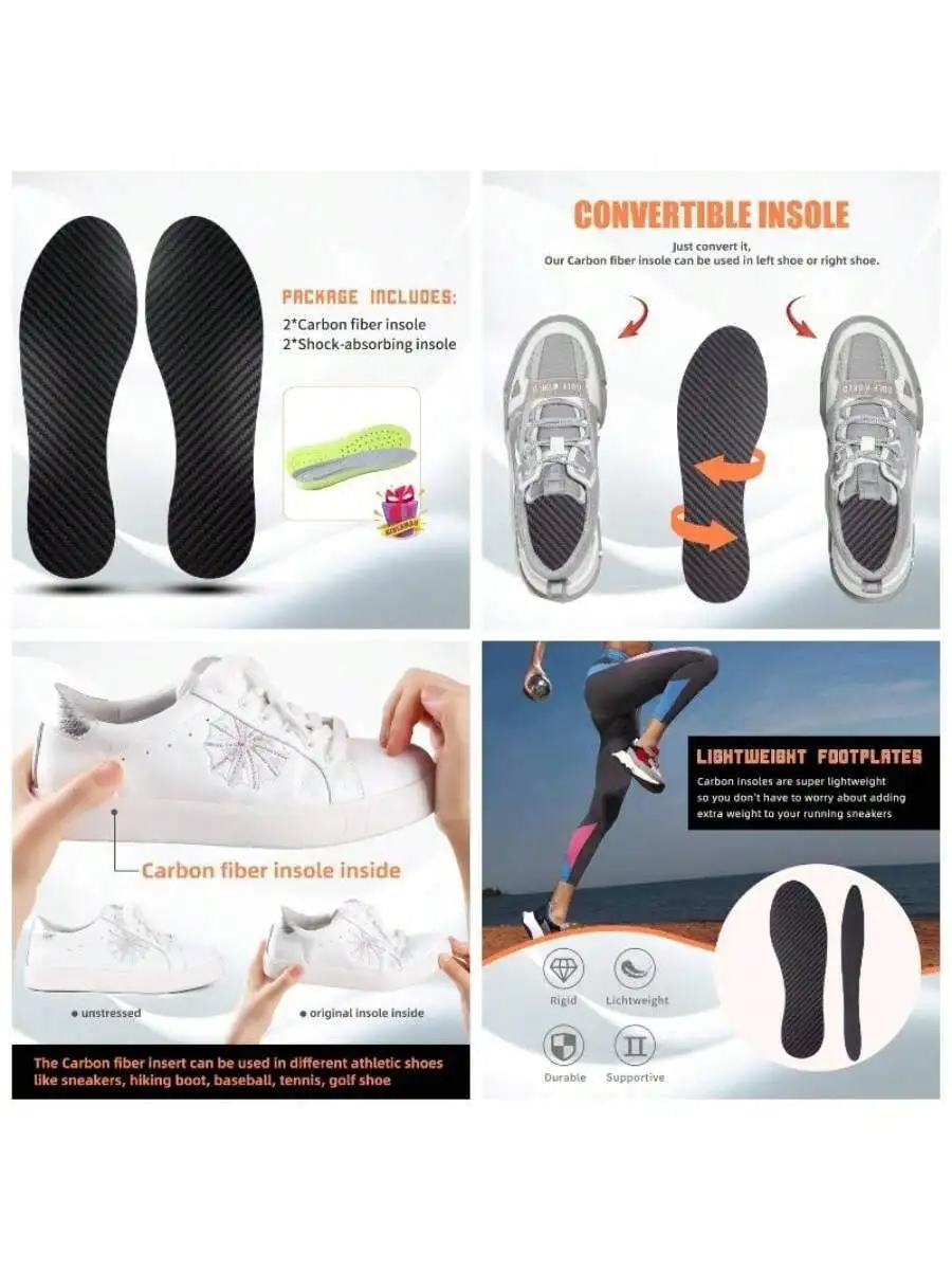 Carbon Fiber Insoles – Rigid Shoe Inserts for Turf Toe & Forefoot Pain - color options
