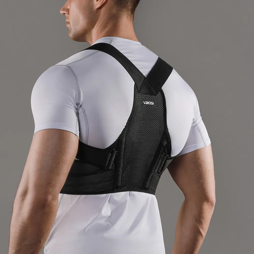 New Polyester Spandex Posture Corrector Black White Pink Adjustable Back Support - side view