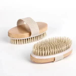 Natural Bristle Dry Body Brush – Wooden Exfoliating Massage Brush