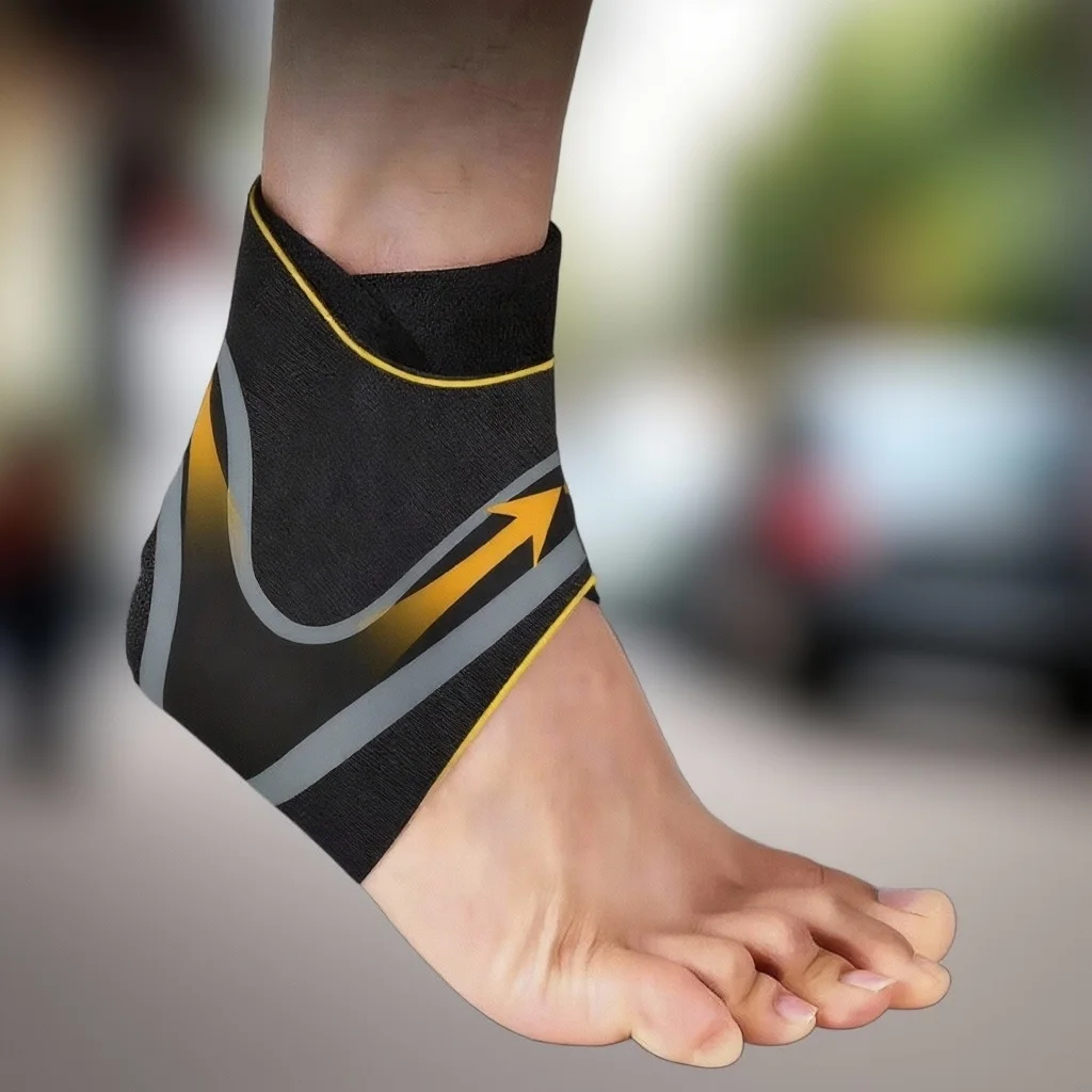 Ankle Brace Compression Sleeve – Adjustable Ankle Support for Sprains - in use