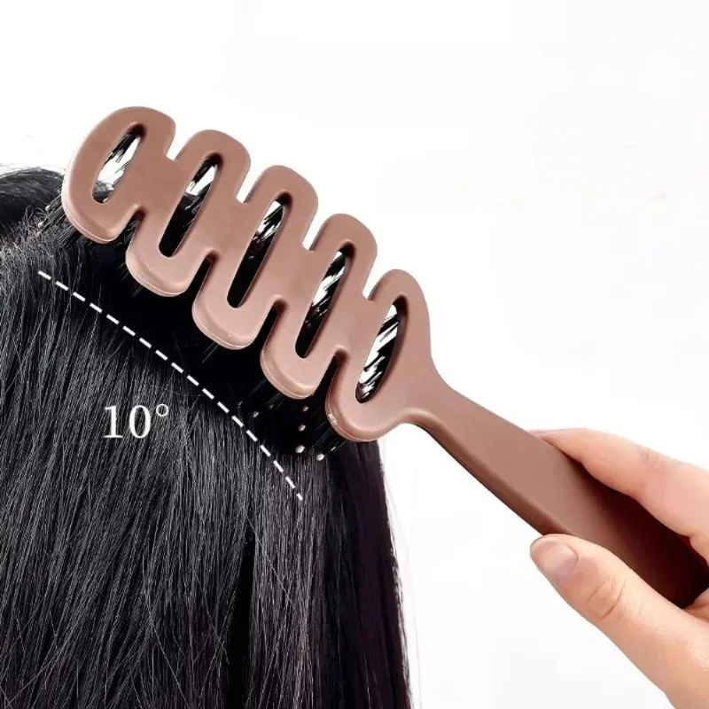 Boar Bristle Hair Comb Hollow Detangling Brush Women Scalp Massage Curly - alternate view