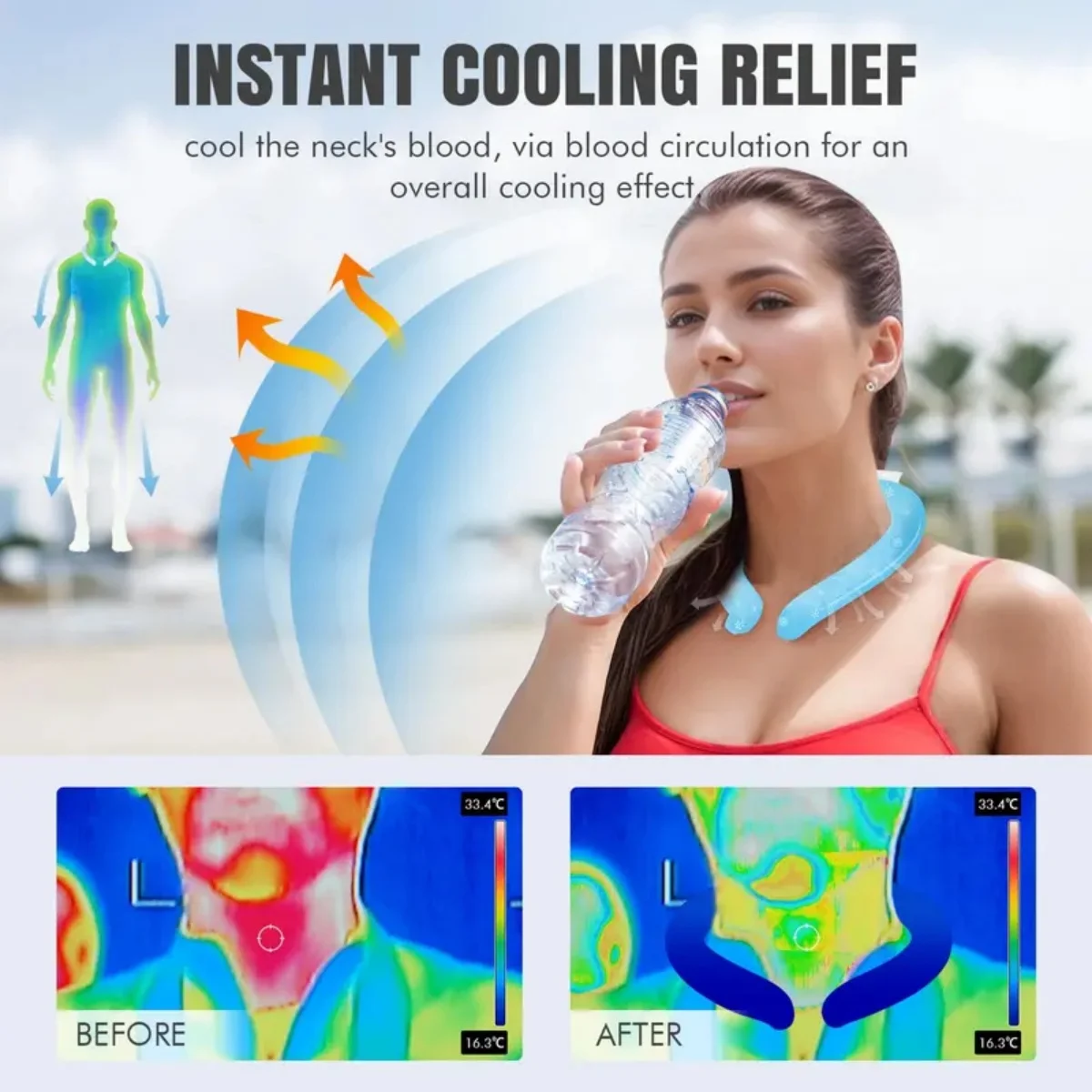 Cooling Neck Ring – Reusable Ice Gel Neck Wrap for Heat Relief & Outdoor Work - close-up detail
