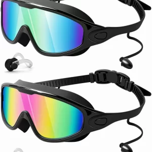 Swim Goggles 2-Pack – Polarized Anti-Fog with Earplugs