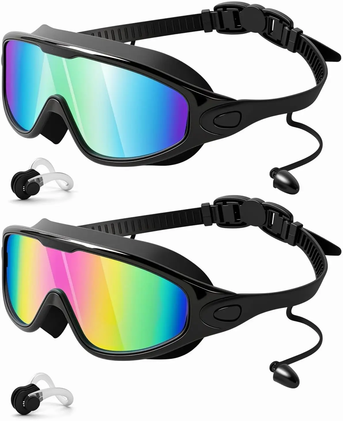 Swim Goggles 2-Pack – Polarized Anti-Fog with Earplugs