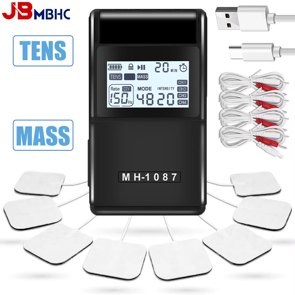Digital TENS Unit Machine – 4 Channel Electrostimulator, 20 Intensity Levels - close-up detail