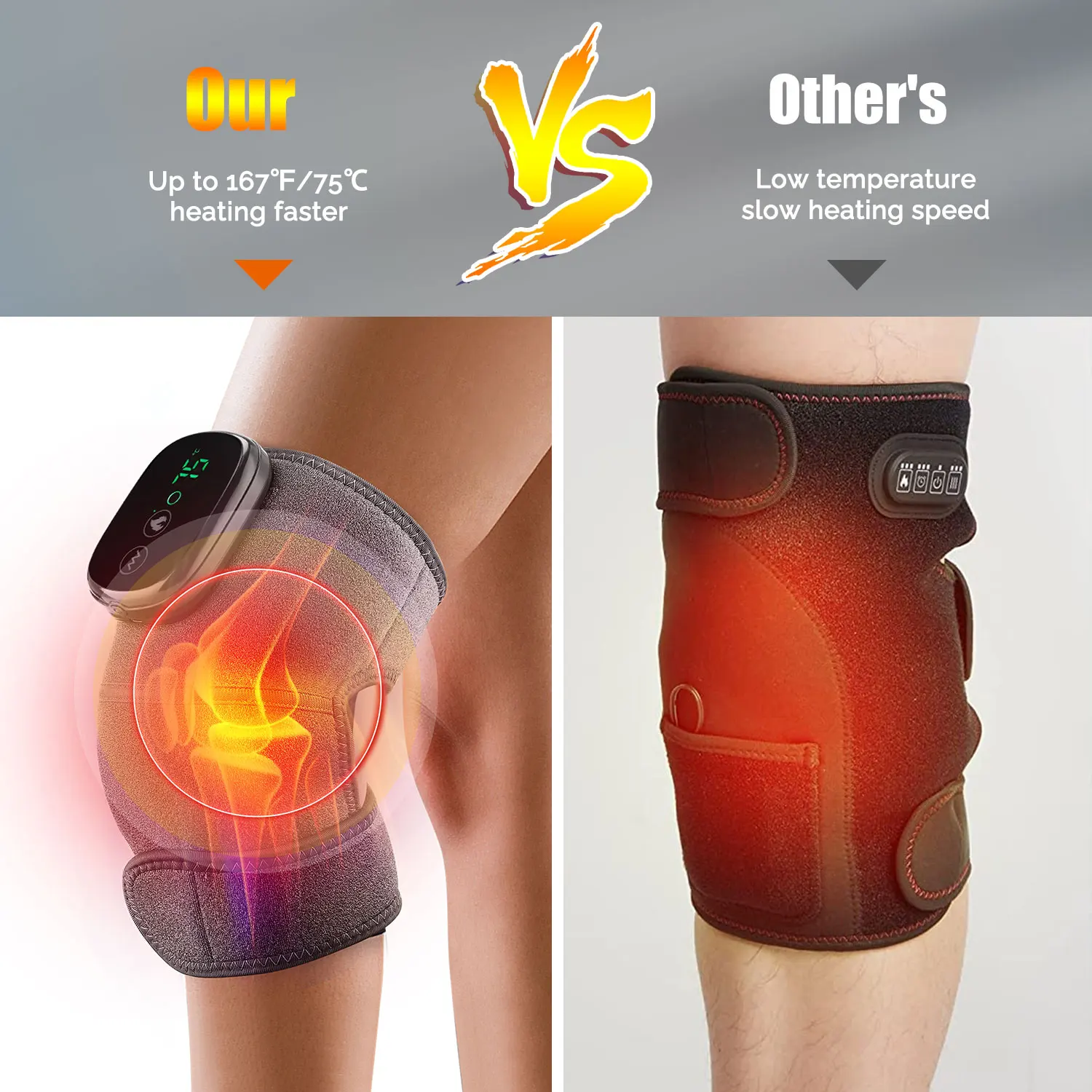 Electric Heated Knee Massager – Vibration & Heat Therapy Knee Pad - alternate view
