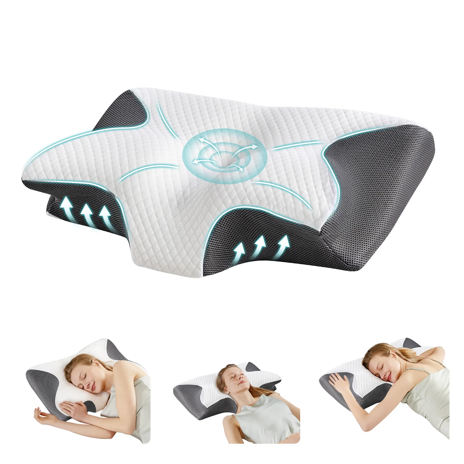 Ergonomic Cervical Memory Foam Pillow with Cooling Cover – Neck Support