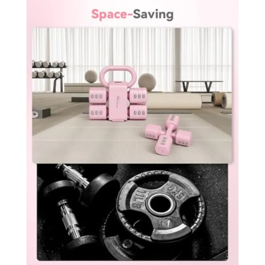 Adjustable Dumbbell & Kettlebell Set – Home Gym Weights for Women - in use