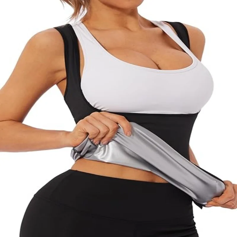 Sauna Suit Tank Top – Women’s Sweat Vest & Compression Workout Top - alternate view