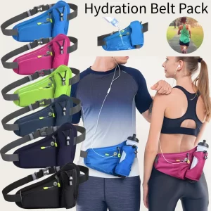 Running Waist Bag with Water Bottle Holder – Hydration Belt for Phone & Keys