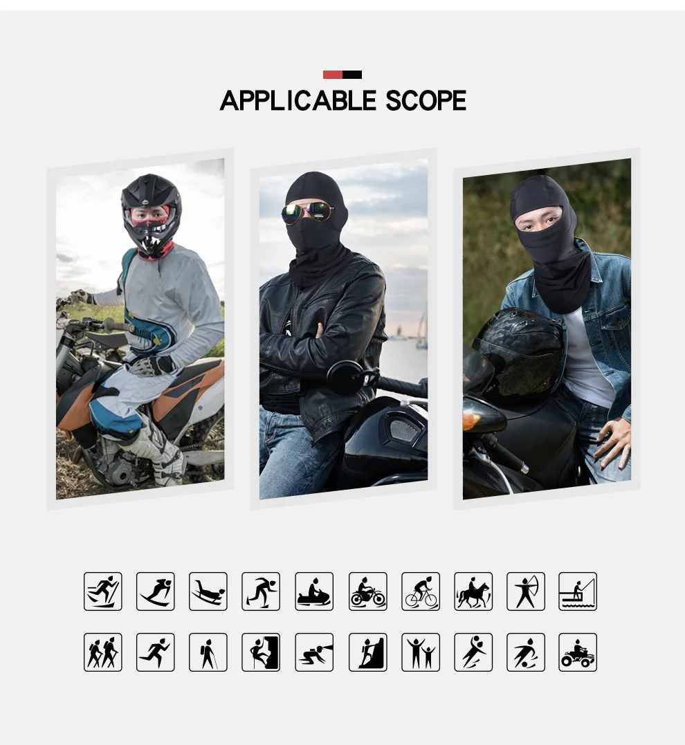 UPF 50+ Cycling Face Mask – Ice Silk Balaclava & Helmet Liner - size and dimensions