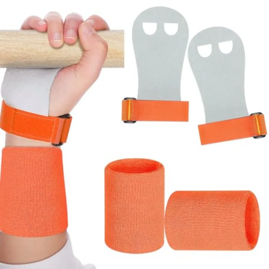 Gymnastics Hand Grips with Wrist Support – Palm Protection for Bar Work (2pcs) - side view