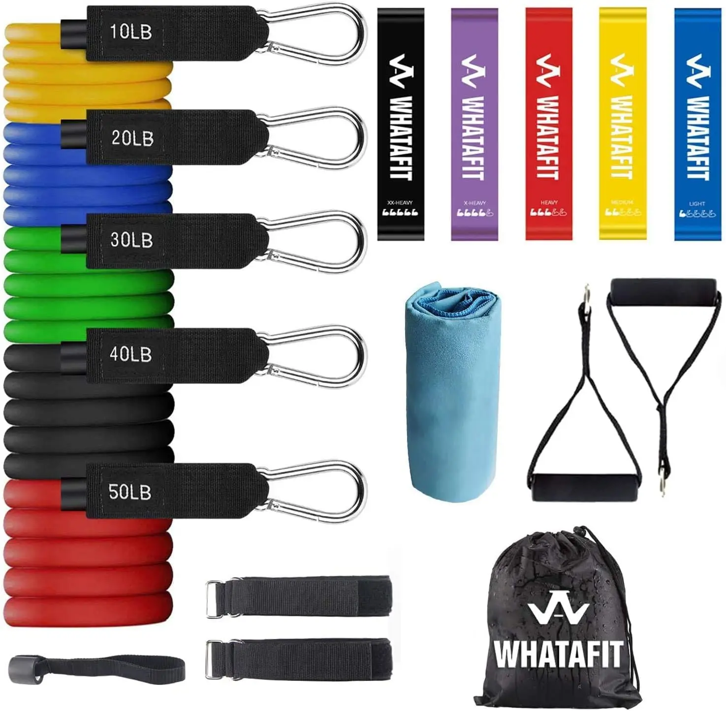 Resistance Bands Set with Handles, Door Anchor & Ankle Straps – 5 Levels - detail view