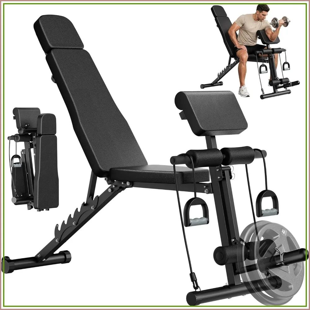 Adjustable Weight Bench – Foldable Incline Decline Flat with Leg Extension
